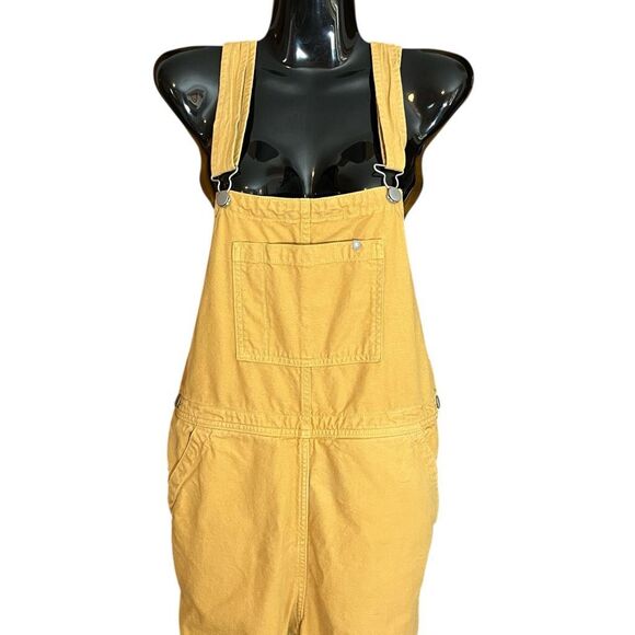 Everlane Mustard Denim Overalls 100% Cotton Silver Hardware Utility Look - Picture 2 of 5